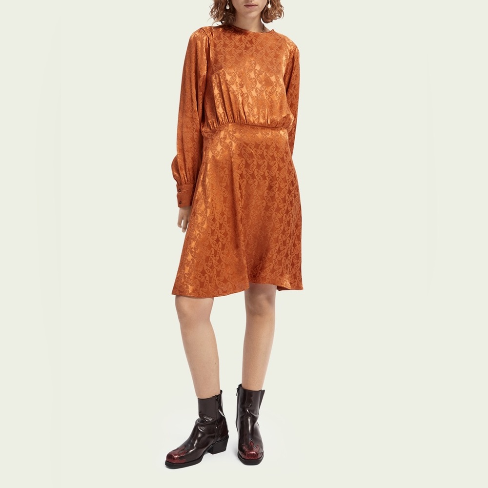 Scotch & Soda Asymmetric peplum hem midi dress